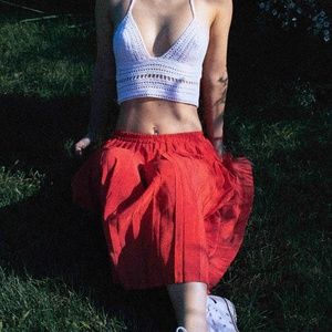 Handmade White Crochet Crop Top. Sexy open back.